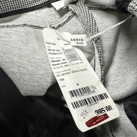 Akris Punto NWT Franca Houndstooth Cropped Trousers Black Cream Pants Size 6 - Picture 7 of 11